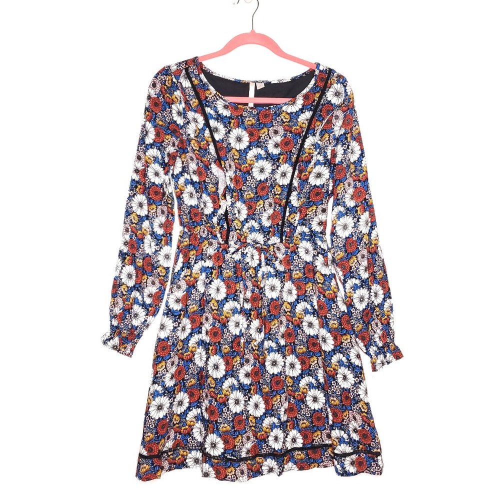 LC Lauren Conrad Blue and White Sundress with Bishop Sleeves